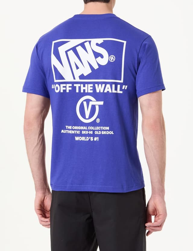 Detalle de Vans maglietta uomo con grafica e schiena accatastata Black/White in 100% cotone