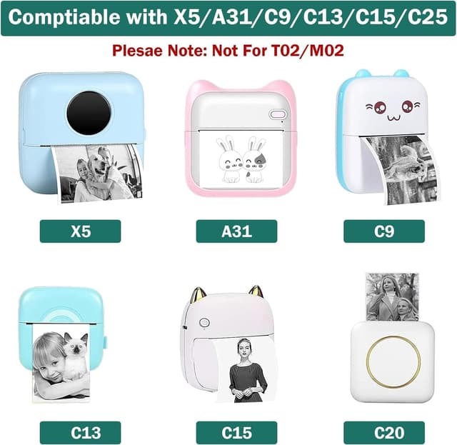 Detalle de Tiusixsy 20 Rollen Mini-Druckerpapier (Thermopapier) 57 x 25 mm für Kinder‑Sofortbildkameras