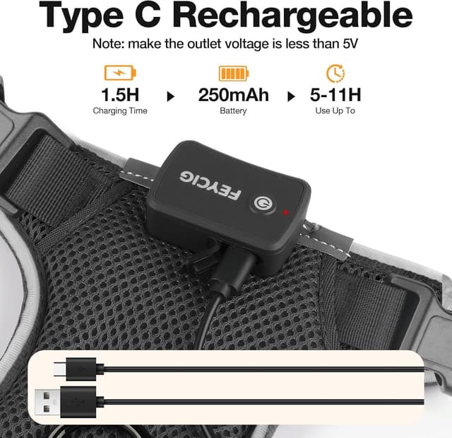 Detalle de Feycig LED-Hundegeschirr (aufladbar, 3 Modi) – reflektierendes Brustgeschirr für große Hunde