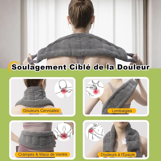 Detalle de uncn Coussin chauffant cervical longue bouillotte micro-ondes pour nuque, épaules et dos