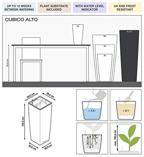 Detalle 2 de LECHUZA Cubico Alto Premium 40 Gris Pardo Brillante 18234