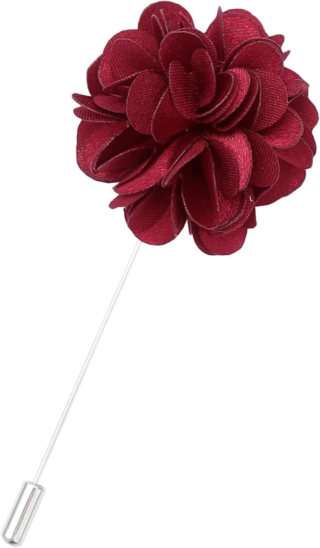 Thumbnail 1 de DQT Men Satin Floral Lapel Pin Boutonniere for Wedding Suit