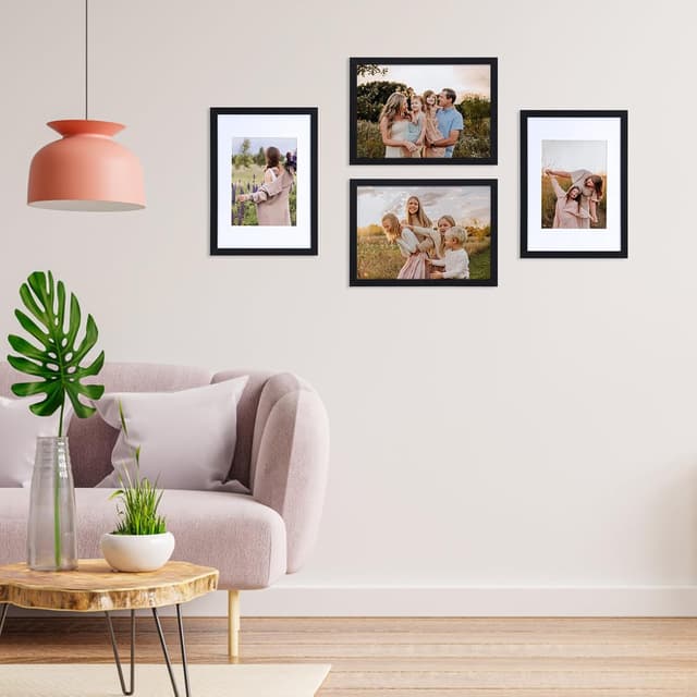 Detalle 2 de Vasemouh 15 Pack A4 Picture Frames (Black, MDF) with Mat – 8x6 & A4 Photo Display