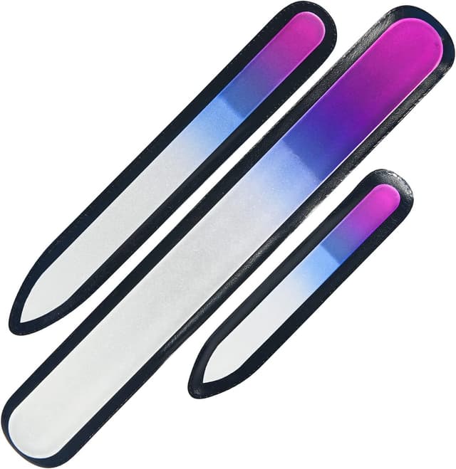 Detalle de URAQT Crystal Glass Nail Files (3 Pack) – Double-Sided Etched Glass Nail File for Natural, Acrylic & False Nails