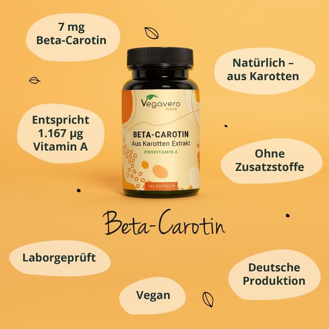 Detalle 2 de Vegavero Beta Carotin Kapseln 180 Stück 💊