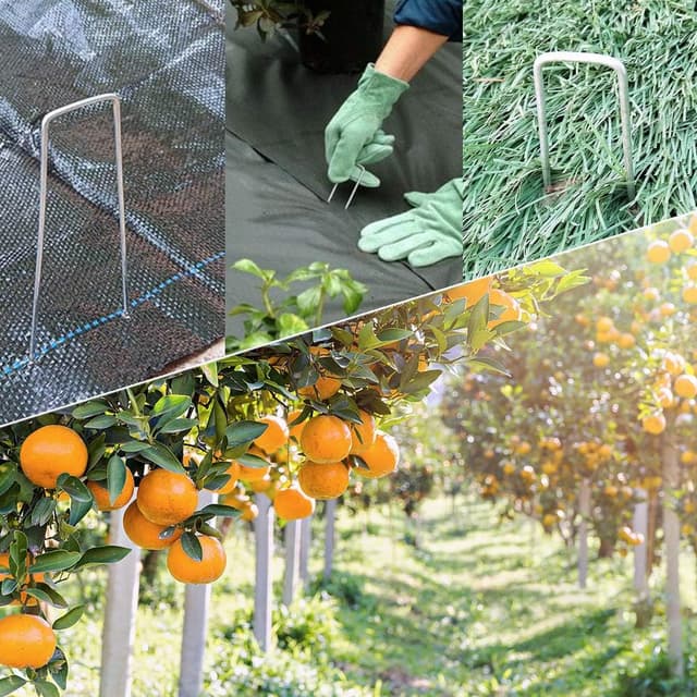 Detalle 2 de iropro Pack of 50 x 150mm U-Shaped Heavy Duty Weed Membrane Pegs (Galvanised Steel)