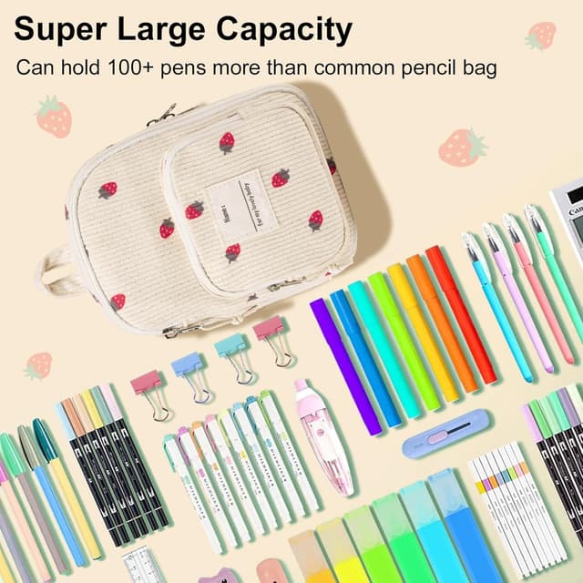 Detalle 1 de LEDAOU Federmäppchen 50 Stifte Erdbeerreis