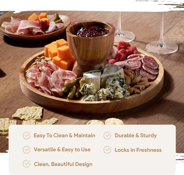 Thumbnail 2 de Acacia Wood Cake Stand with Lid 12in