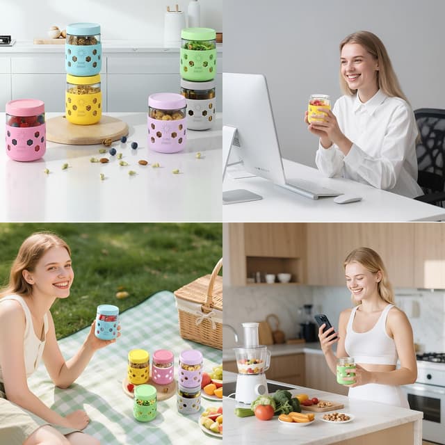 Thumbnail 6 de 16 oz Mason Jars Overnight Oats Containers 🍶