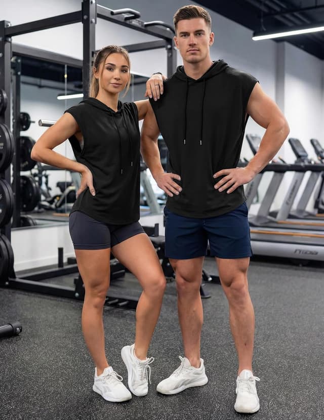 Thumbnail 6 de JMIERR Men’s Drawstring Hooded Shirts (Sleeveless) — Cotton Hoodie Tee for Daily Wear