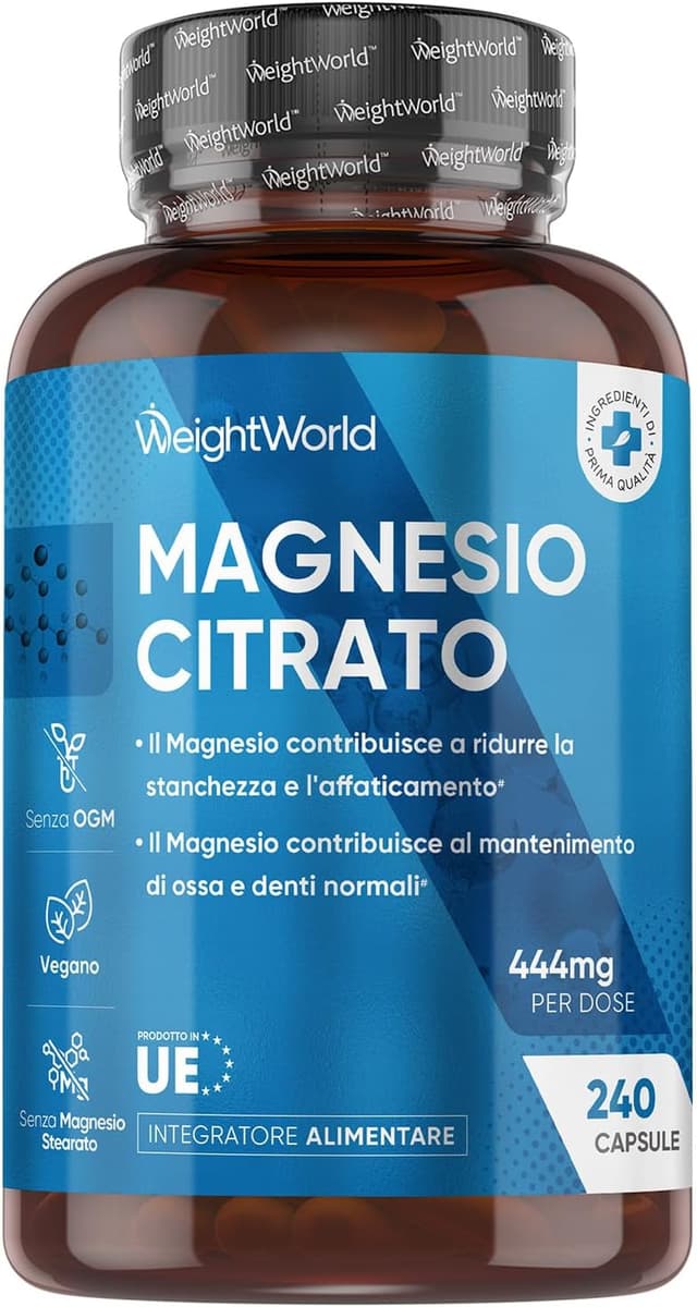 Detalle de WeightWorld Magnesio Citrato Tamponato 30% 444 mg: 240 capsule vegane (4 mesi)