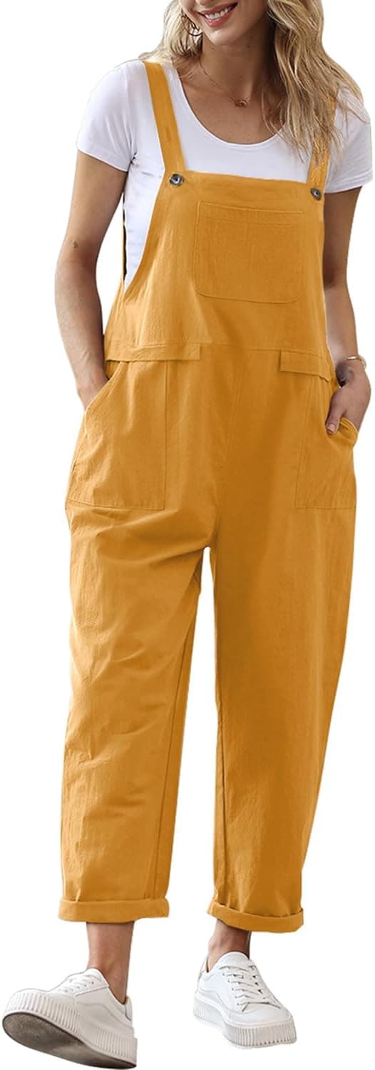 Detalle de YESNO Damen Latzhose Sommer Oversize (Trägerhose) mit Baggy-Fit und Taschen