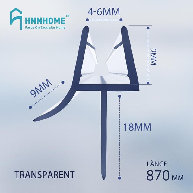 Detalle 2 de HNNHOME MNNHOME Duschwand Türdichtung für Glas 4–6 mm, Länge 870 mm, Lücke bis 20 mm