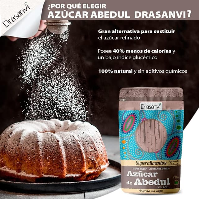 Thumbnail 2 de Drasanvi Azúcar de Abedul Puro 🌿 Xilitol Bajo en Calorías 300 g