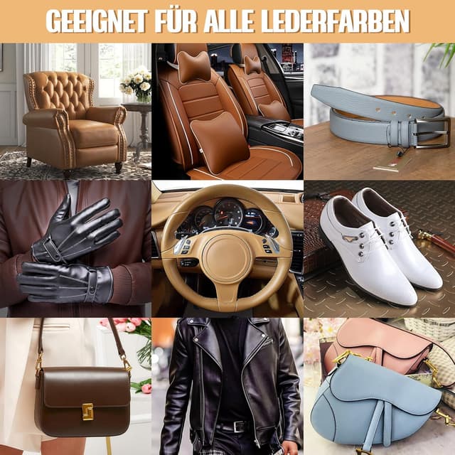 Detalle 2 de cenozo Lederpflege mit Rosshaarbürste, farblos, 100 ml – wasserabweisende Lederpolitur