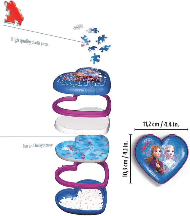Detalle de Herzschatulle Frozen 2 – Puzzle 3D lumineux en forme de cœur (54 pièces)