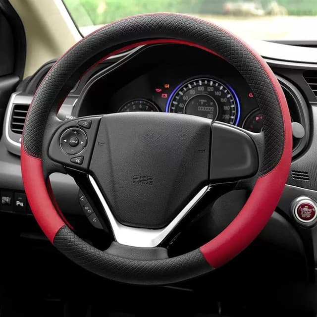Detalle de PU leather anti-slip steering wheel cover (37–38cm) by Pahajim