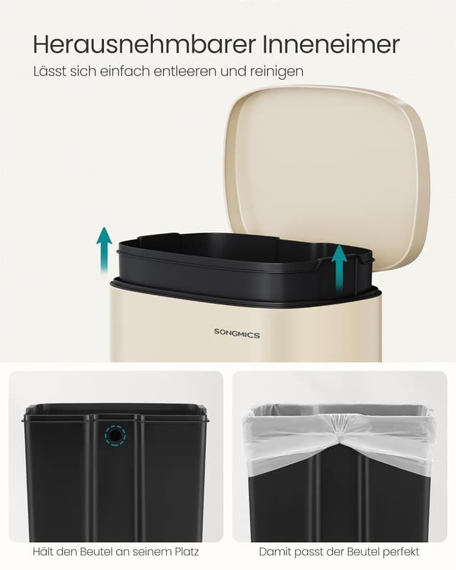 Thumbnail 6 de SONGMICS Mülleimer Küche LTB050A02 (50 Liter) mit Softclose, Fußpedal und Inneneimer