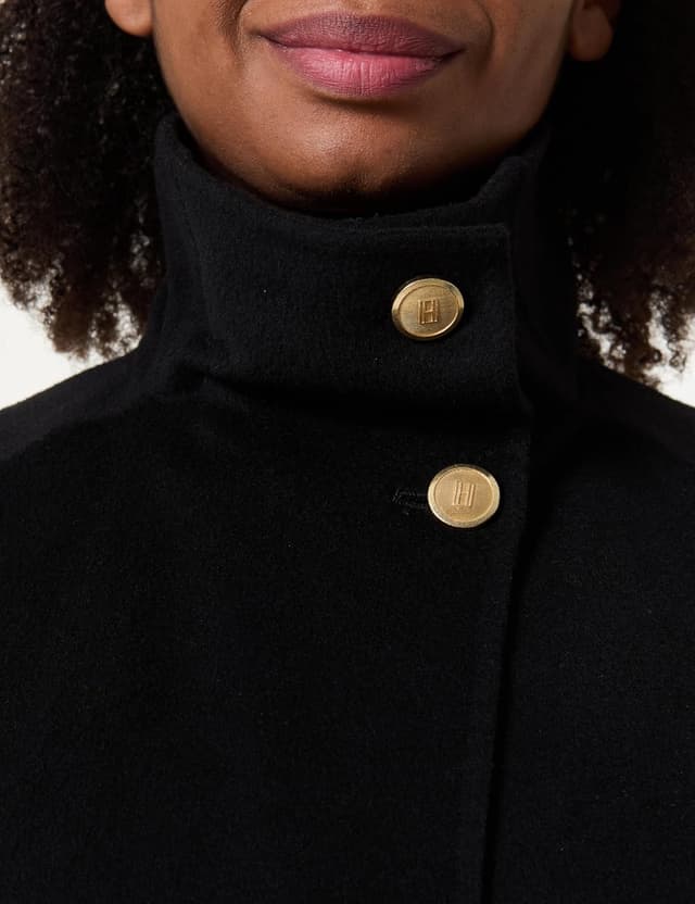 Detalle de Tommy Hilfiger Df Wool Gb Funnel Nk Coat Ww0ww47758 : manteau femme en laine, esprit durable