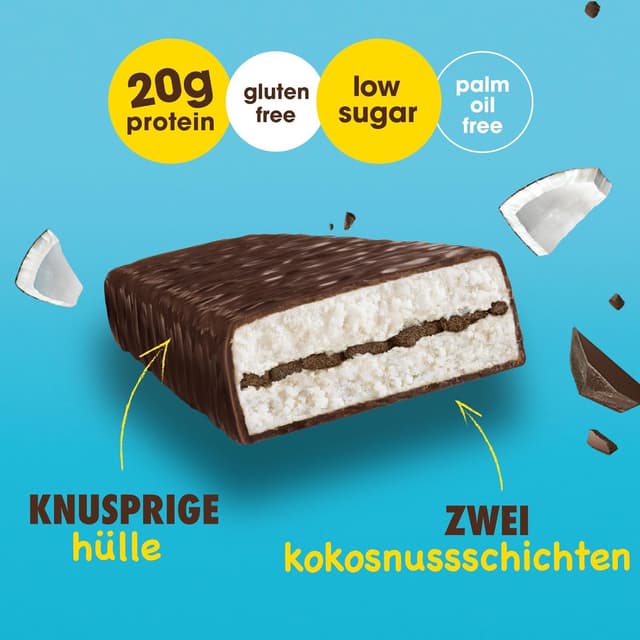 Detalle de Enervit The Protein Deal Coconut Party – Proteinriegel mit Kokos & Zartbitterschokolade (12 Riegel á 55 g)