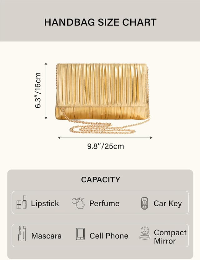 Thumbnail 6 de BABEYOND pleated flap clutch bag with chain for evening, weddings and parties