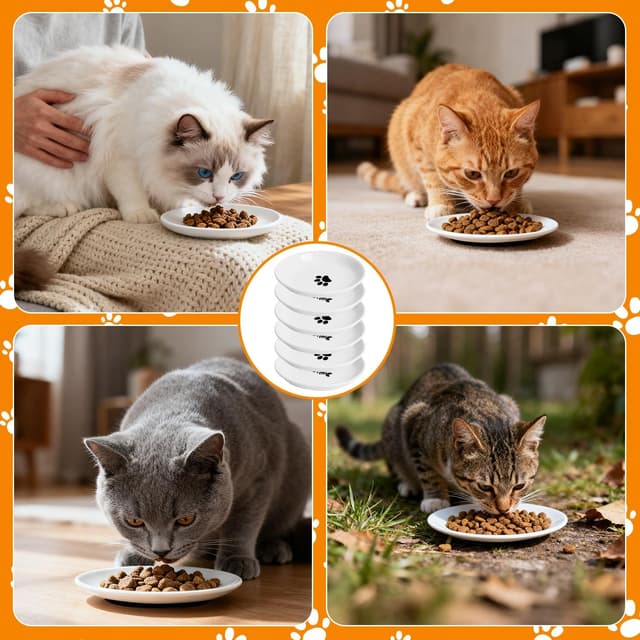 Detalle de ACOMTUO set da 6 ciotole per gatti in ceramica con base antiscivolo in gomma