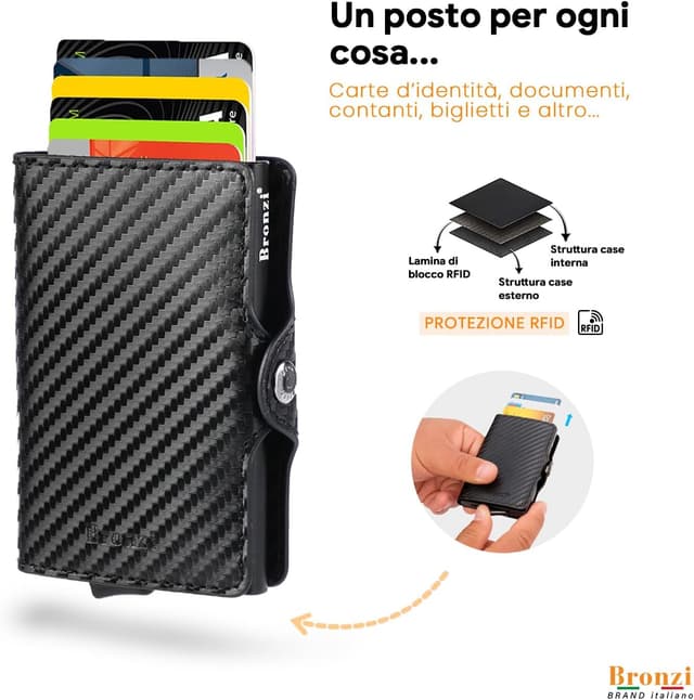 Thumbnail 1 de Bronzi Portafoglio Uomo Slim Piccolo 10x6,5 cm