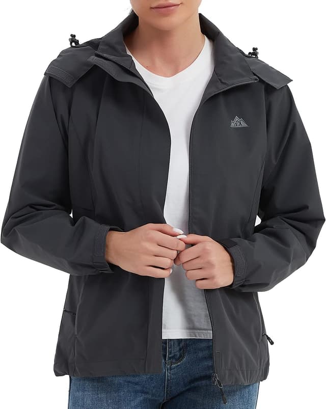 Detalle de MOERDENG Women’s Waterproof Rain Jacket — Lightweight Hooded Raincoat Windbreaker