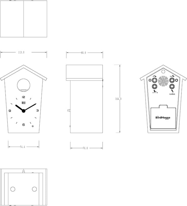 Detalle 2 de KOOKOO Birdhouse Noir, horloge murale coucou