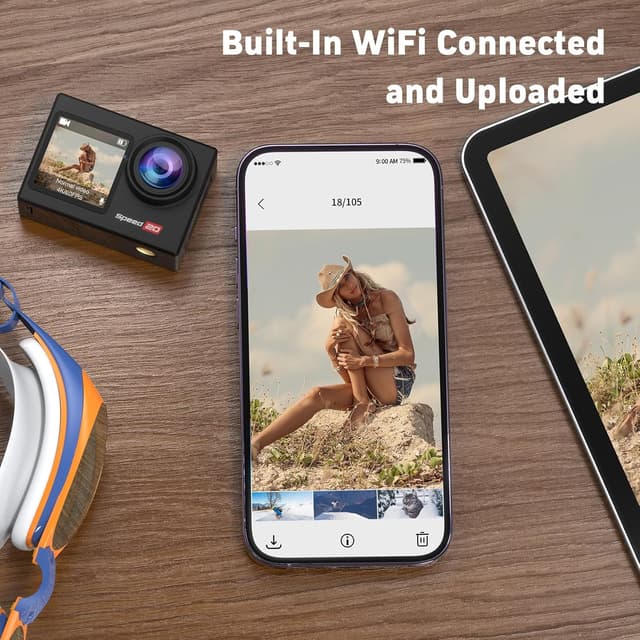 Thumbnail 6 de Hiicam Speed 20 Action Cam 4K60FPS 40MP – wasserdicht bis 40 m, EIS, WiFi & Dual-Screen