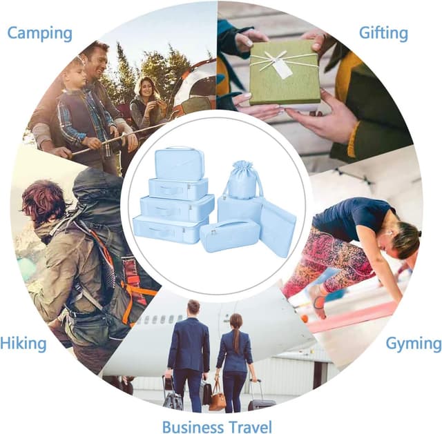 Thumbnail 6 de Koffer Organizer Reise Kleidertaschen Set (8 Sets/7 Farben) mit Schuh-Aufbewahrungsbeuteln – Hellblau