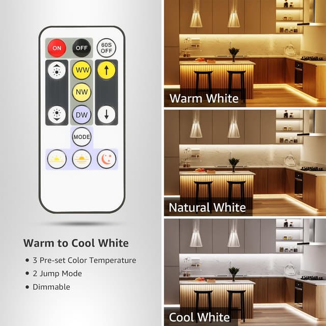 Detalle 2 de Lepro 10m LED Strip Lights with Remote and Plug (Warm White to Cool Daylight, Tunable)