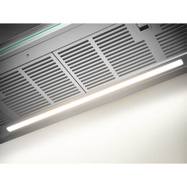 Detalle de AEG GDE689HM campana extractora de 90 cm con Hob2Hood y control táctil en cristal