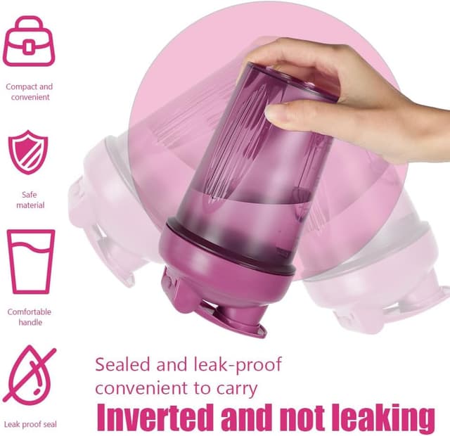 Thumbnail 2 de ACWOO 500ml Protein Shaker Bottle (2 pack) with Stainless Steel Mixing Ball – Leak Proof Flip Lid, BPA Free, Black + Purple