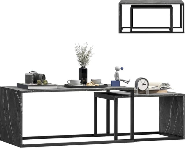 Detalle de HOMCOM Lot de 2 Tables Basses gigognes 90 cm