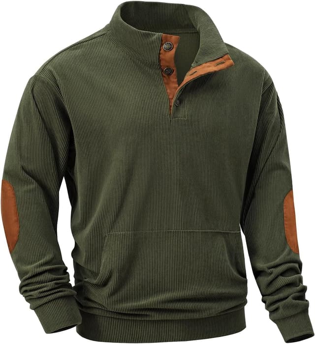 Detalle de JMIERR Mens Warm Corduroy Sweatshirt with Pockets