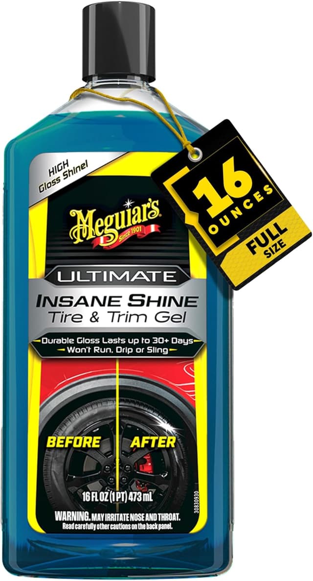 Detalle de Meguiar's Ultimate Insane Shine Tire & Trim Gel (16oz) — High-gloss wet look protectant