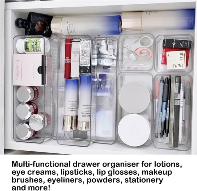 Thumbnail 6 de 16-Pack Plastic Drawer Organiser Set with 4 Sizes for Desk Drawers, Fridge Trays & Kitchen Storage