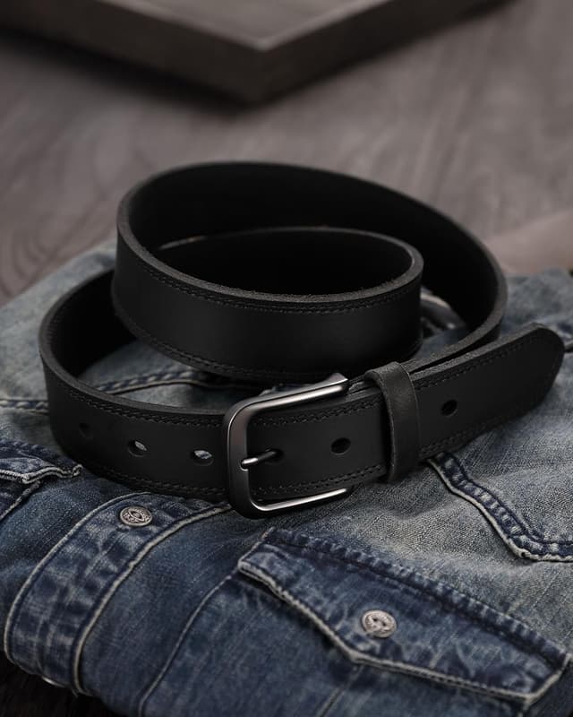 Detalle de CHAOREN 35mm Genuine Leather Belt for Jeans (Full-Grain Leather, Black) — Men’s Casual Belt Gift