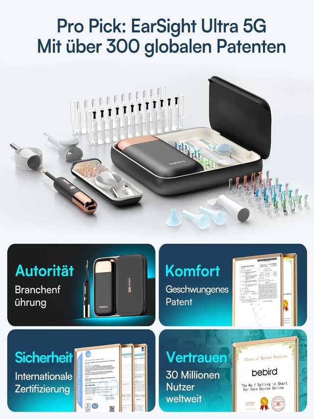 Thumbnail 6 de BEBIRD EarSight Ultra 5G WiFi Ohrenreiniger & Pflegegerät mit flexibler Otoskop-Kamera (schwarz)