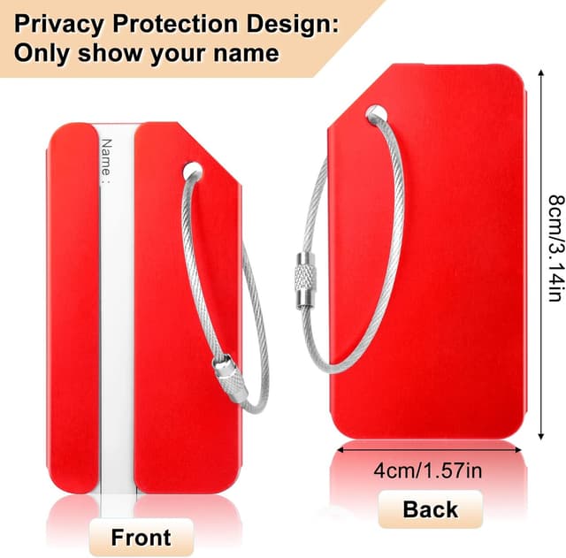 Detalle de Yizhet aluminium alloy luggage tags (6-pack) with steel loop for travel identification