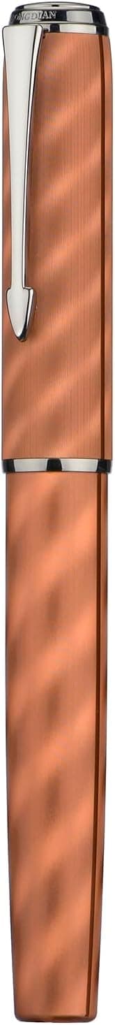 Detalle de Asvine Hongdian A9 Füllfederhalter (groß), Nr. 8 extra feine Spitze – Ebonit-Futter & Konverter, braunes Moiré-Design