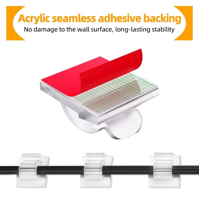 Detalle de BillyBath Kabelclips 60 Stück transparent