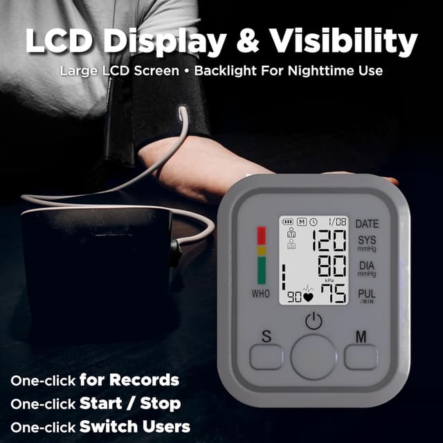 Detalle 1 de Upper Arm Blood Pressure Monitor, Large Cuff