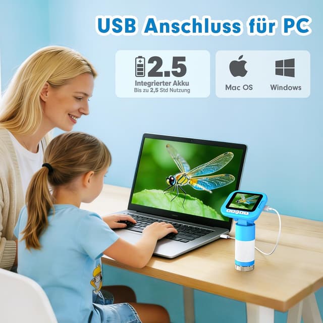 Thumbnail 6 de FINIBO Digitales Mikroskop für Kinder 1000X mit 2,4" Bildschirm und USB Foto-/Videoaufnahme