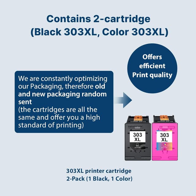 Detalle 2 de 303XL Druckerpatronen Multipack (HP 303/303XL) für HP Envy Photo & Tango/TangoX – Schwarz & Farbe (2er Pack)