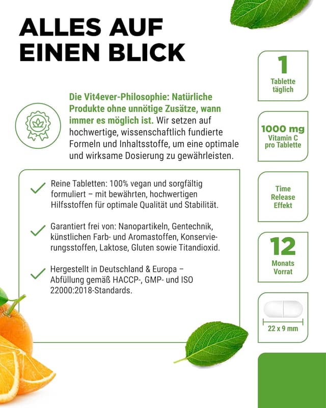 Detalle 2 de vit4ever Vitamin C 1000 mg Jahresvorrat