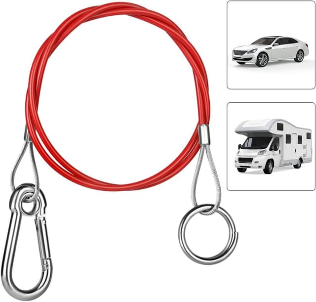 Detalle de URAQT KFZ Abreißseil für Anhänger und Wohnwagen (Ring) – 1 Meter, mit Haken, Abreißzugkraft 400 kg