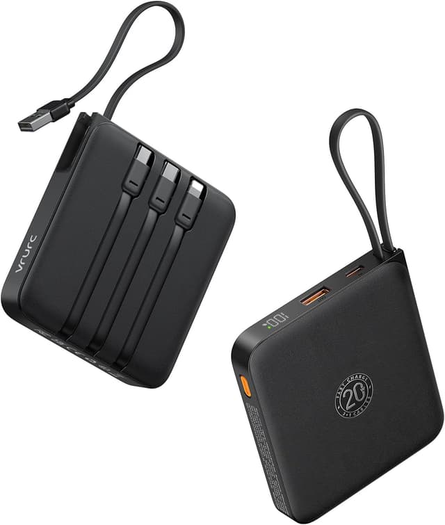 Detalle de VRURC Power Bank 20000mAh con cavi integrati