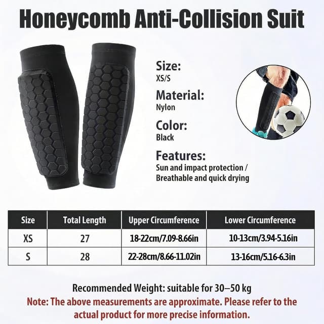 Detalle 2 de Yootiko Schienbeinschoner für Jungen und Mädchen (EVA-Wabenpolsterung, Anti-Rutsch-Silikonband)